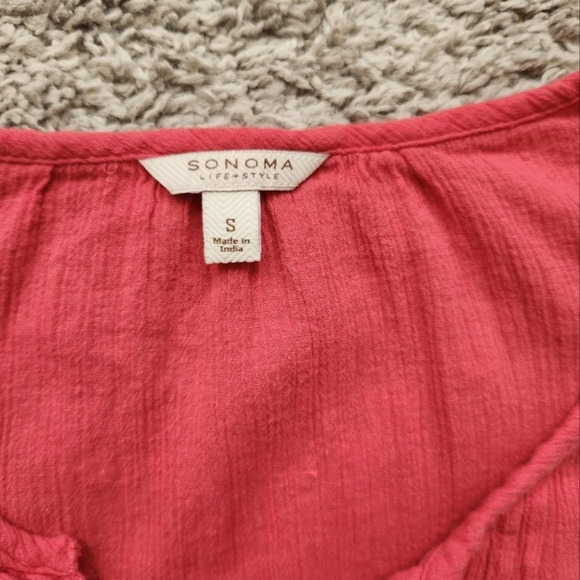 Sonoma Boho Short Sleeve Womens Shirt Red Size Small - Picture 2 of 9